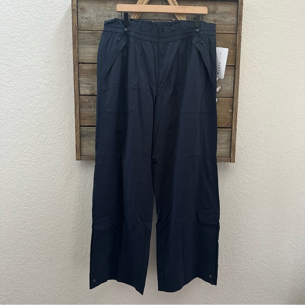 Athleta Trekkie Parachute‎ Navy Track Pants Ladies XL NWT